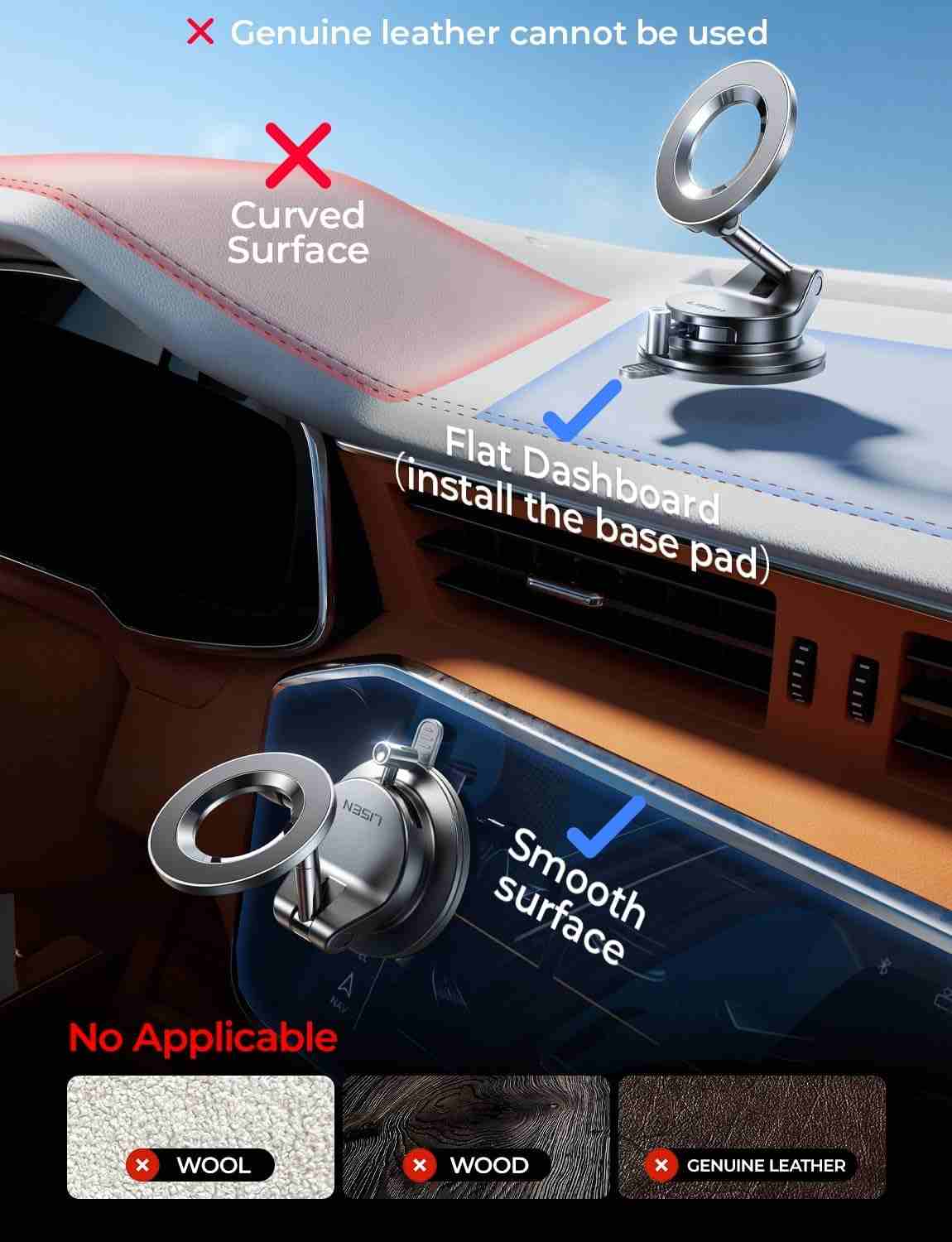 Electric Auto-Suction Magnetic Car Mount for MagSafe