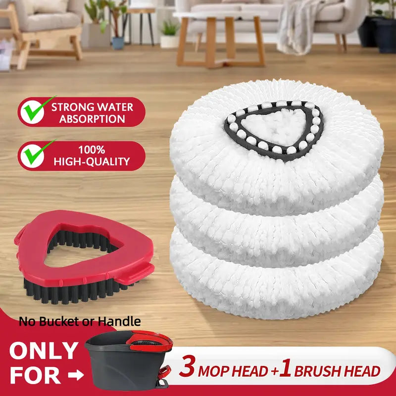 Microfiber Spin Mop Refill & Heavy Duty Scrub Brush Set