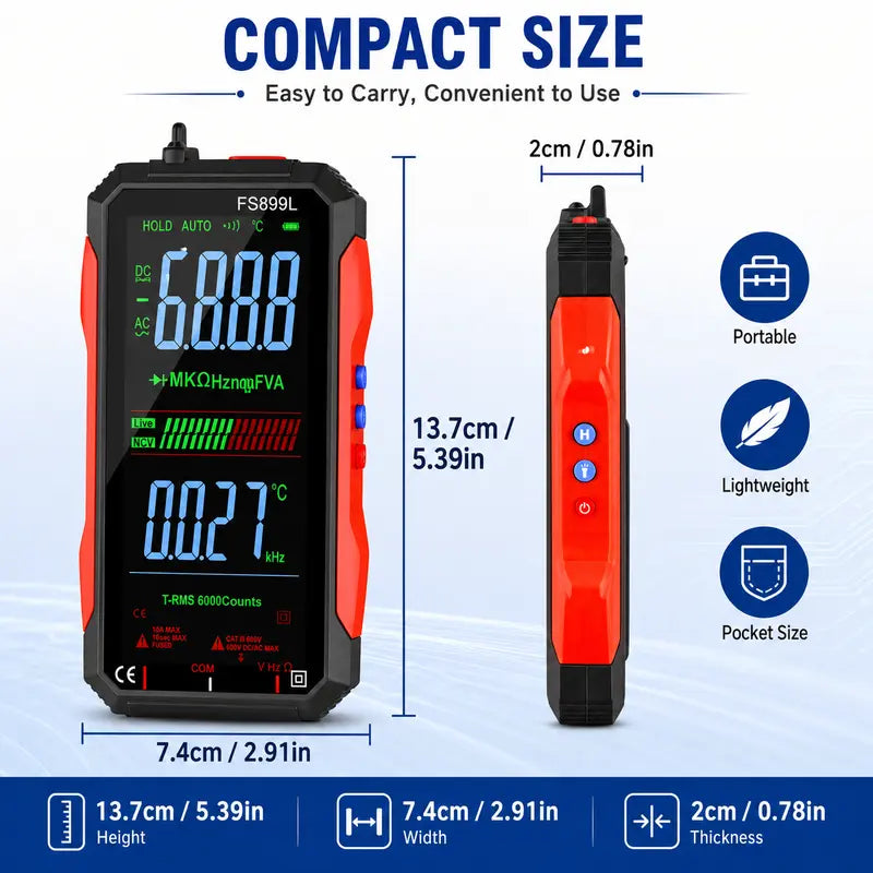 Smart Digital Multimeter with True RMS & Rechargeable Display