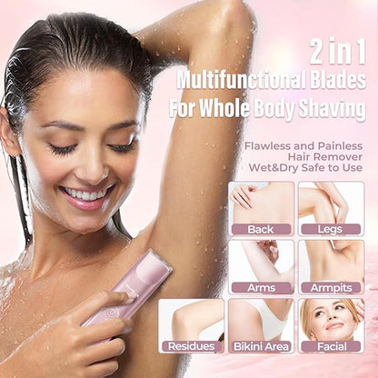 2-in-1 Electric Bikini Trimmer & Women Shaver for Smooth, Painless Body Hair Removal