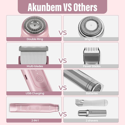 2-in-1 Electric Bikini Trimmer & Women Shaver for Smooth, Painless Body Hair Removal