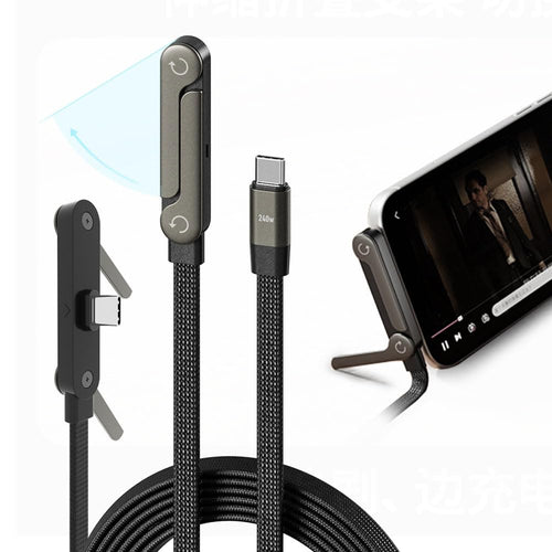 240W Fast Charging Cable with Built-in Invisible Stand