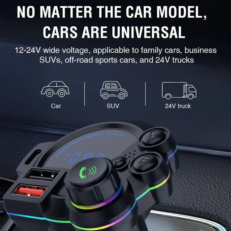 Wireless Bluetooth 5.3 FM Transmitter & Fast Car Charger