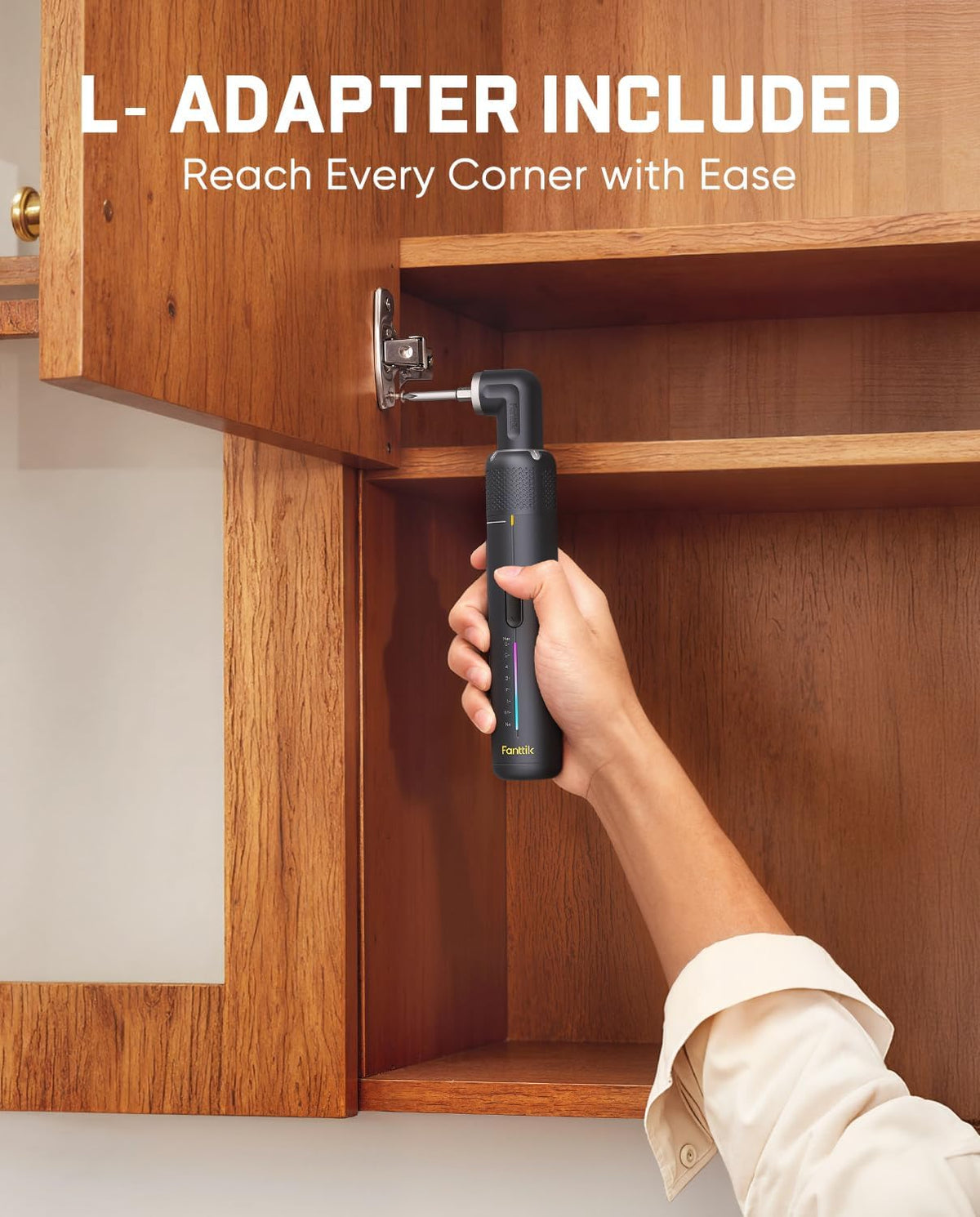 Precision Cordless Electric Screwdriver Set with Right Angle Adapter