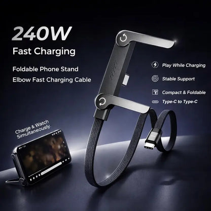 240W Fast Charging Cable with Built-in Invisible Stand