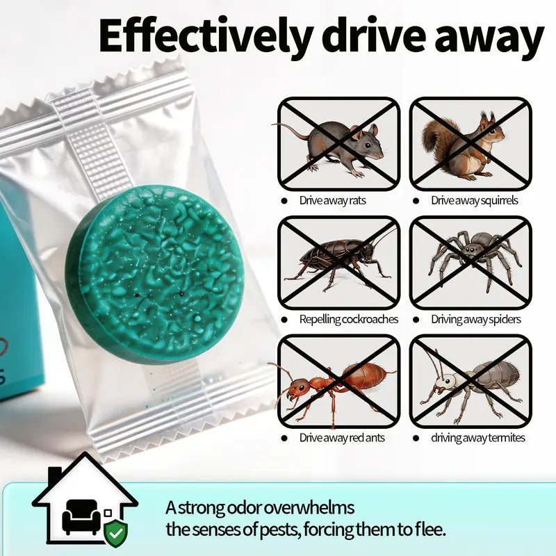 Natural Plant-Based Pest & Mouse Repellent Tablets - Long-Lasting Indoor & Outdoor Defense