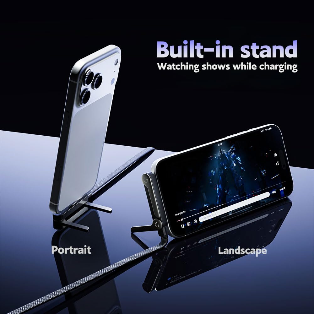 240W Fast Charging Cable with Built-in Invisible Stand