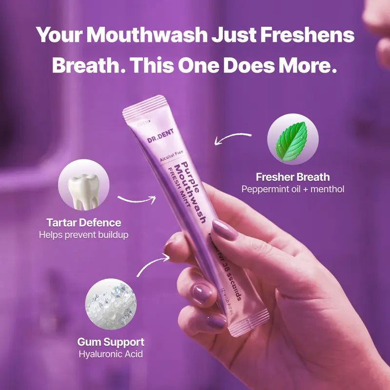 Instant Purple Teeth Whitening Mouthwash - Neutralize Yellow Tones in 30 Seconds