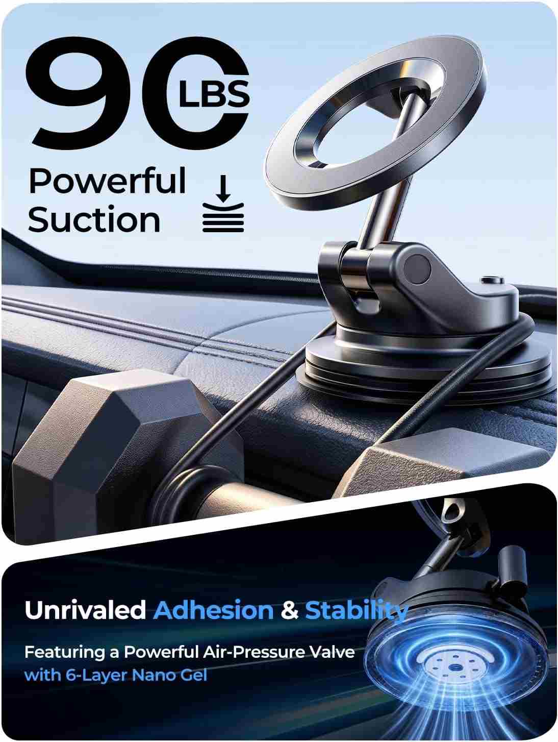 Electric Auto-Suction Magnetic Car Mount for MagSafe