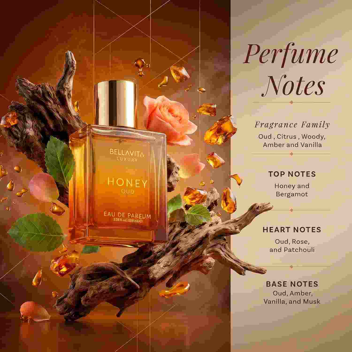 Long-Lasting Honey Oud Eau De Parfum Spray for Men & Women