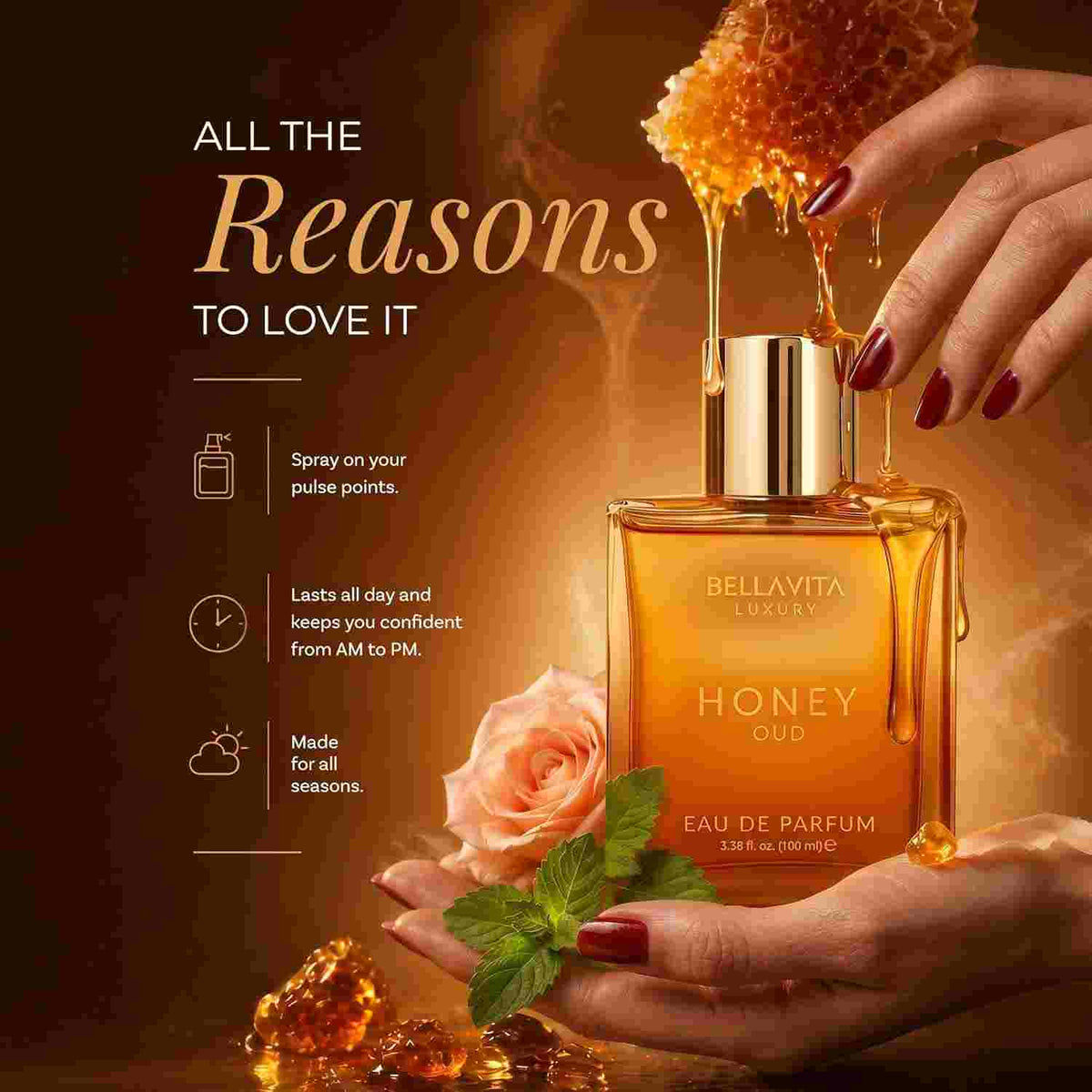 Long-Lasting Honey Oud Eau De Parfum Spray for Men & Women