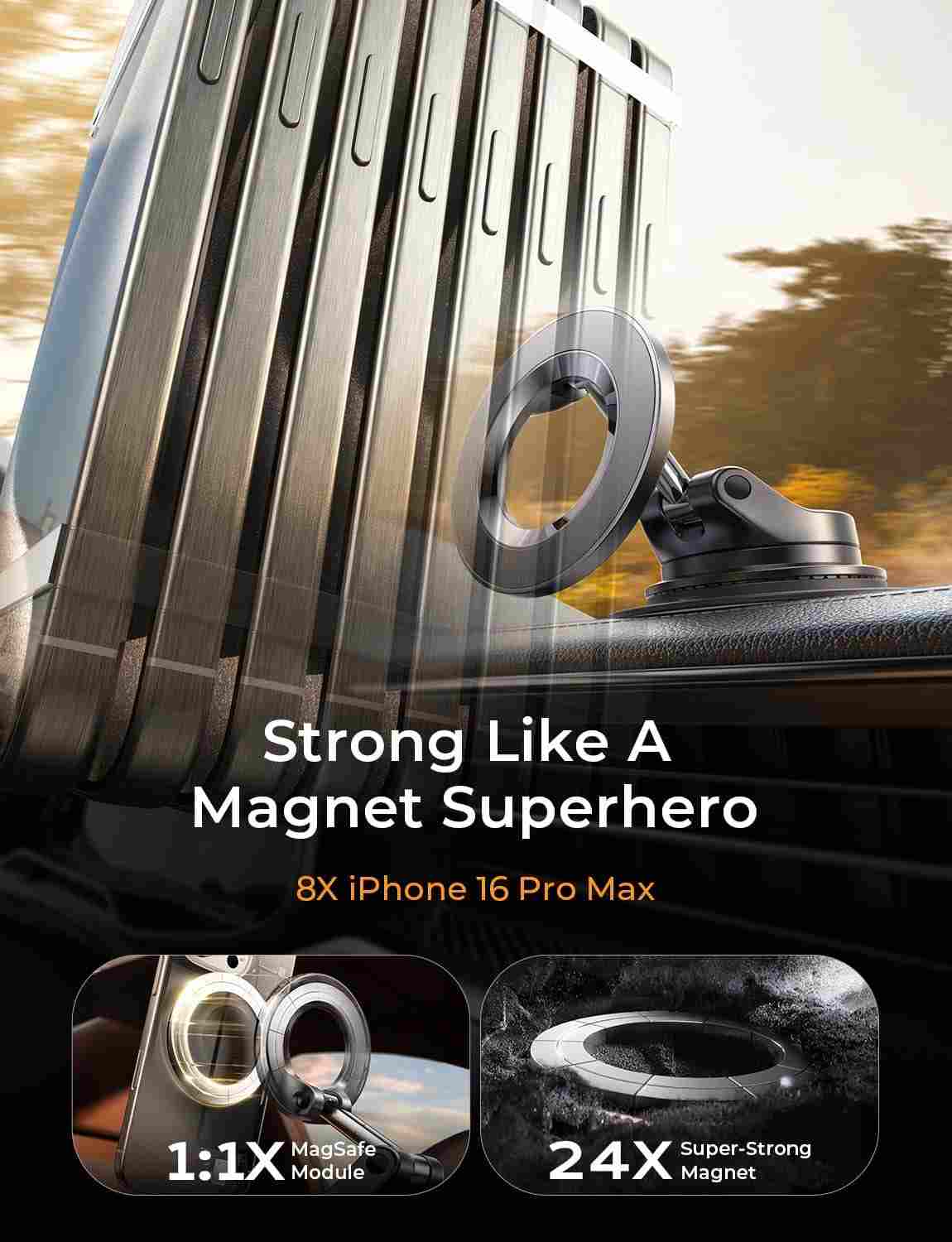 Electric Auto-Suction Magnetic Car Mount for MagSafe