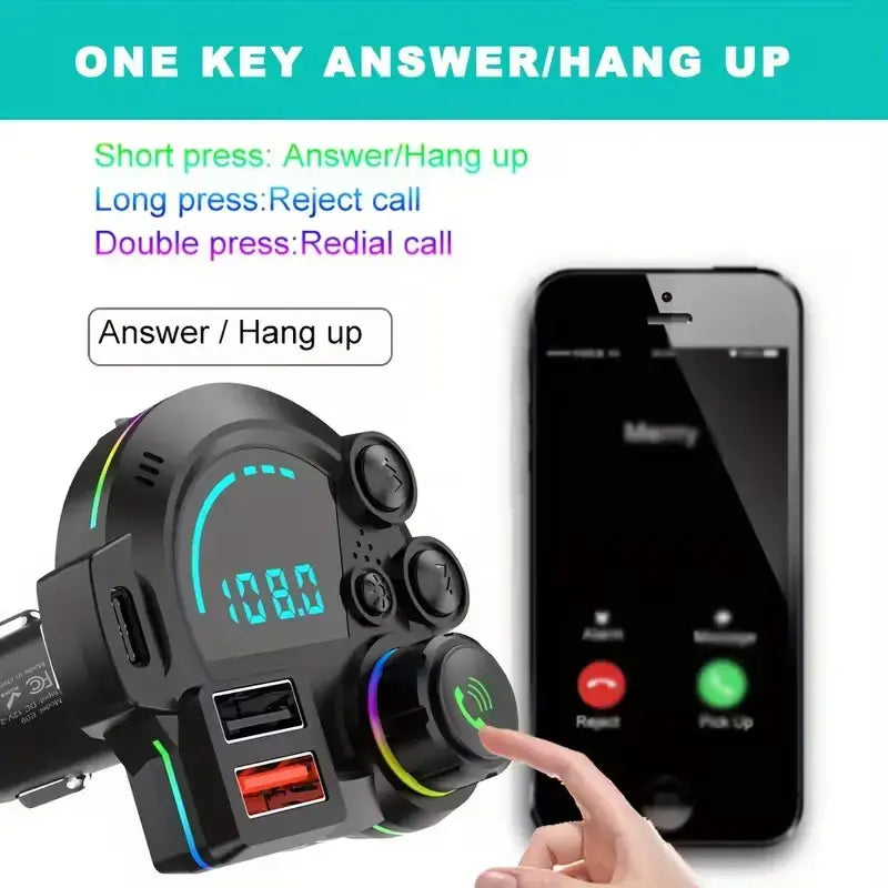 Wireless Bluetooth 5.3 FM Transmitter & Fast Car Charger