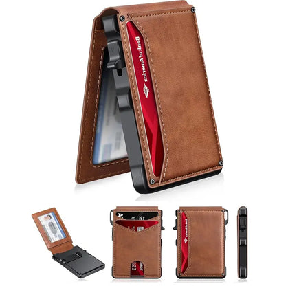 Pop-Up RFID Blocking Minimalist Leather Wallet