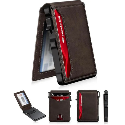 Pop-Up RFID Blocking Minimalist Leather Wallet