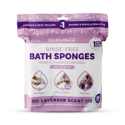 Rinse-Free Bath Sponges – Instant Water-Activated Clean Anywhere | Buy 1 Get 1 Free
