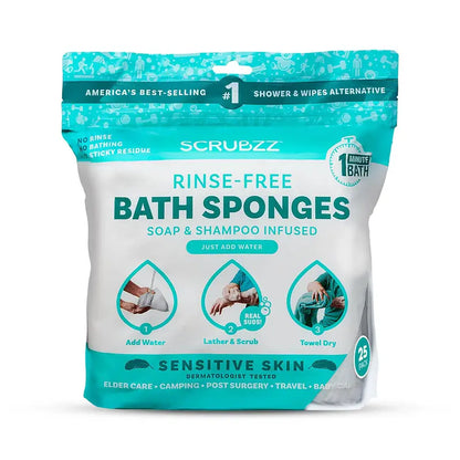 Rinse-Free Bath Sponges – Instant Water-Activated Clean Anywhere | Buy 1 Get 1 Free