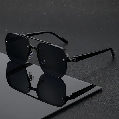 Retro Square Semi-Rimless Sunglasses with UV400 Protection | Buy 1 Get 1 Free