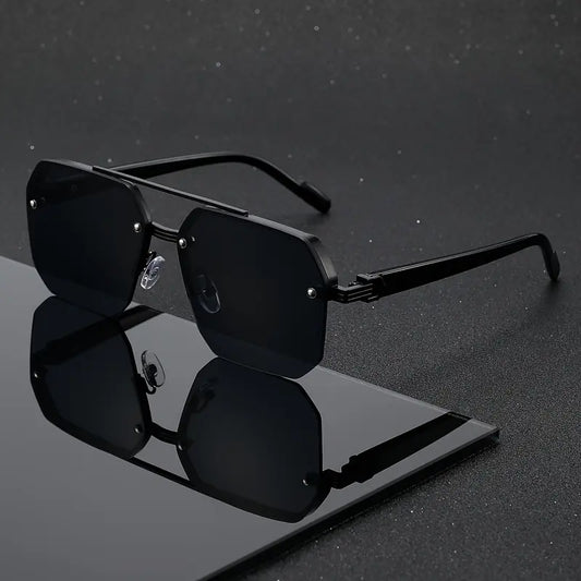 Retro Square Semi-Rimless Sunglasses with UV400 Protection | Buy 1 Get 1 Free