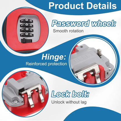 Heavy-Duty Weatherproof Key Lock Box with Resettable 4-Digit Combination