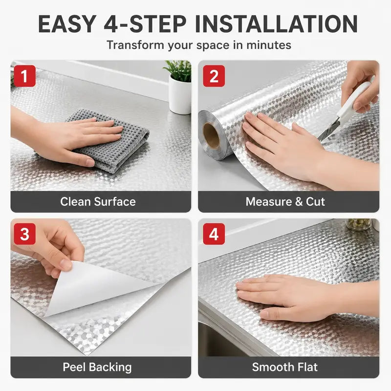 Oil-Proof Peel and Stick Aluminum Kitchen Backsplash Liner | Buy 1 Get 1 Free