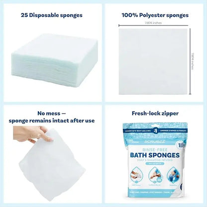 Rinse-Free Bath Sponges – Instant Water-Activated Clean Anywhere | Buy 1 Get 1 Free