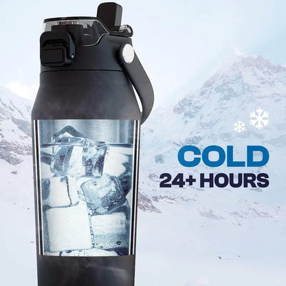 32oz Dual-Lid Insulated Stainless Steel Water Bottle — Sip & Chug in One