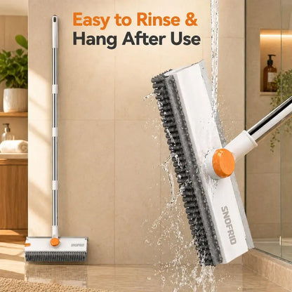 3-in-1 Floor Scrub Brush with Squeegee & 180° Rotating Long Handle