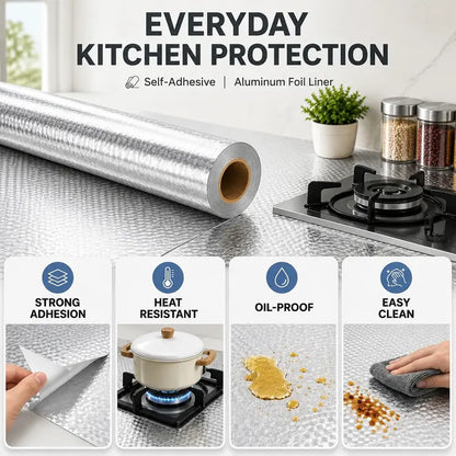 Oil-Proof Peel and Stick Aluminum Kitchen Backsplash Liner | Buy 1 Get 1 Free