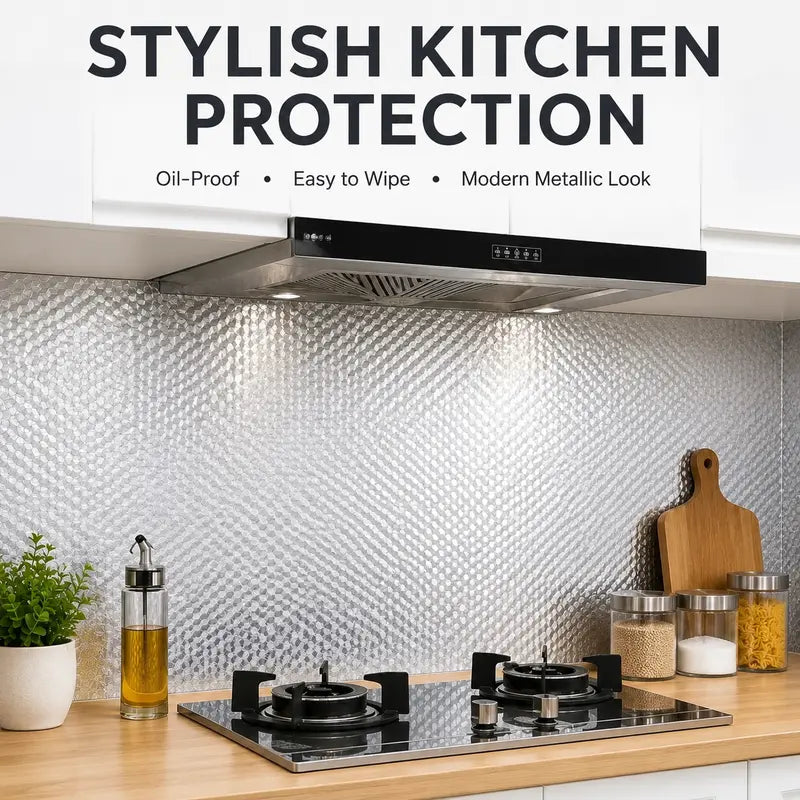 Oil-Proof Peel and Stick Aluminum Kitchen Backsplash Liner | Buy 1 Get 1 Free