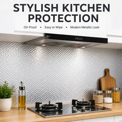 Oil-Proof Peel and Stick Aluminum Kitchen Backsplash Liner | Buy 1 Get 1 Free