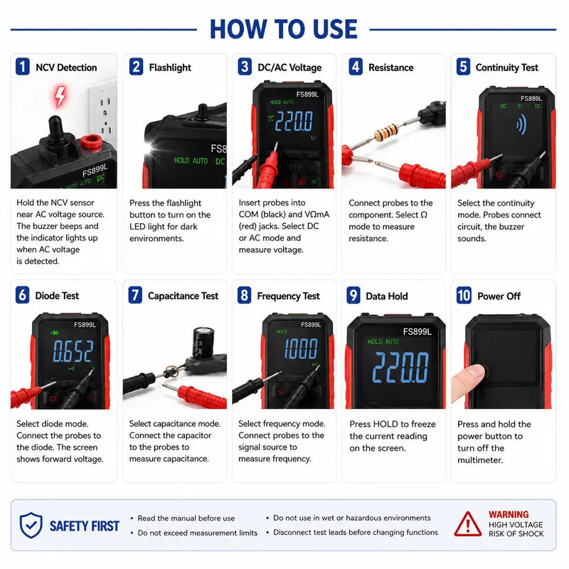 Smart Digital Multimeter with True RMS & Rechargeable Display