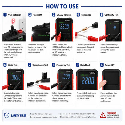 Smart Digital Multimeter with True RMS & Rechargeable Display