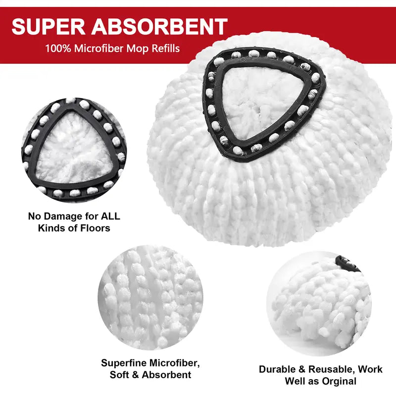 Microfiber Spin Mop Refill & Heavy Duty Scrub Brush Set