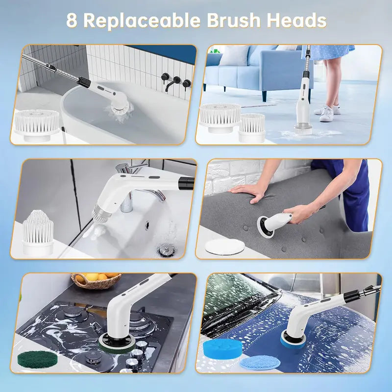 Stop Bending & Scrubbing: Cordless Electric Spin Scrubber Deep Cleans Every Corner Instantly