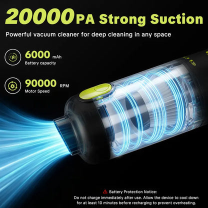 2-in-1 Cordless Car Vacuum & Air Duster with 20000Pa Suction