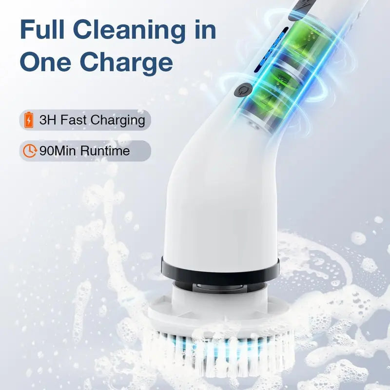 Stop Bending & Scrubbing: Cordless Electric Spin Scrubber Deep Cleans Every Corner Instantly