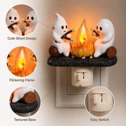 Ghost Campfire Night Light with Real Flickering Flame Effect