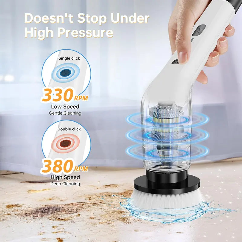 Stop Bending & Scrubbing: Cordless Electric Spin Scrubber Deep Cleans Every Corner Instantly