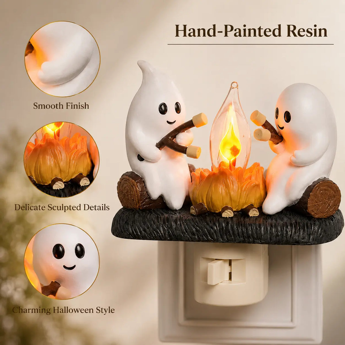 Ghost Campfire Night Light with Real Flickering Flame Effect
