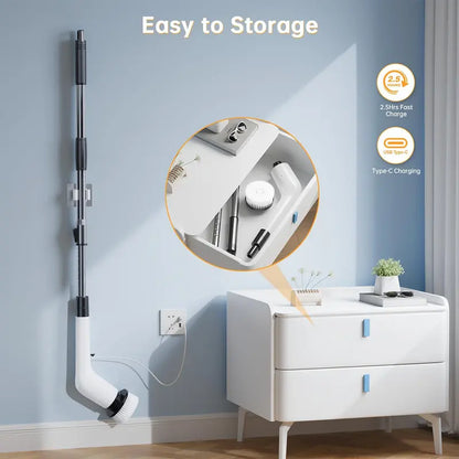Stop Bending & Scrubbing: Cordless Electric Spin Scrubber Deep Cleans Every Corner Instantly
