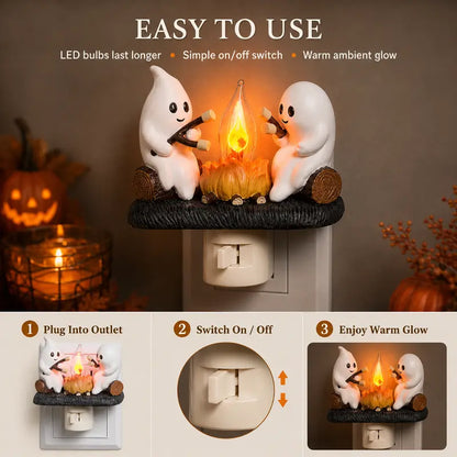 Ghost Campfire Night Light with Real Flickering Flame Effect