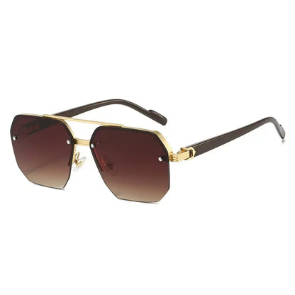 Retro Square Semi-Rimless Sunglasses with UV400 Protection | Buy 1 Get 1 Free